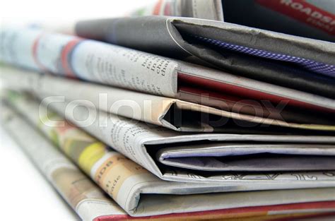 Newspapers Folded And Stacked Stock Image Colourbox