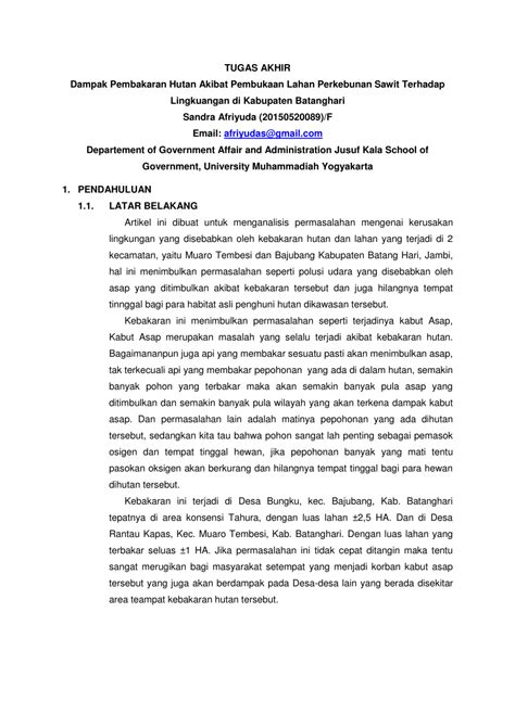 Dilansir dari cara mudah menulis karya imiah (2015) karya natanael, pada bagian ini. (PDF) Ekologi - Dampak Pembakaran Hutan Akibat Pembukaan ...