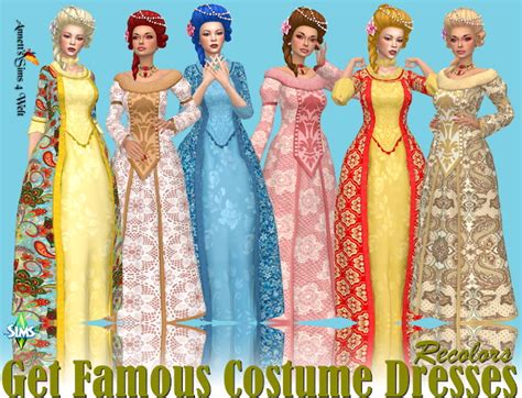 Get Famous Costume Dresses Recolors At Annetts Sims 4