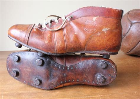 Vintage Brown Leather International Football Boots Old Soccer Cleats