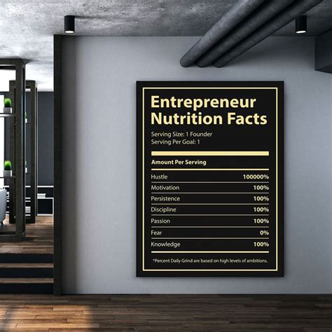 Entrepreneur Nutrition Facts Canvas Print Wall Art Office Decor