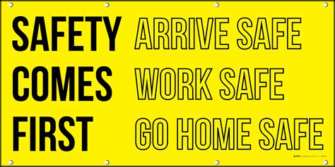 Safety Comes First Arrive Work Go Home Safe Banner