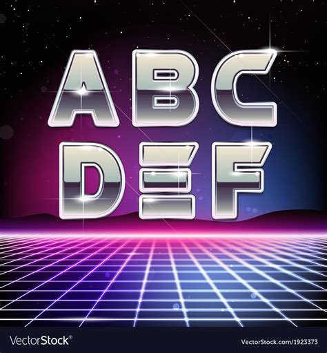 80s Retro Sci Fi Font From A To F Royalty Free Vector Image