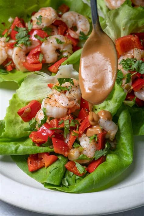 Shrimp Lettuce Wraps With Thai Peanut Sauce Feelgoodfoodie