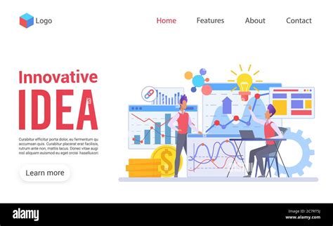 Innovative Idea Flat Vector Landing Page Template Business Solutions