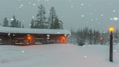 Outdoors Log Cabin Winter Scene Stock Footage Video 6023780 Shutterstock