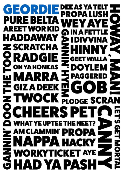 Geordie Dialect And Sayings Print Prints With Personality