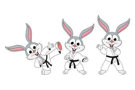 Cute Rabbit Cartoon Karate Graphic By Cacingtanahdesign · Creative Fabrica