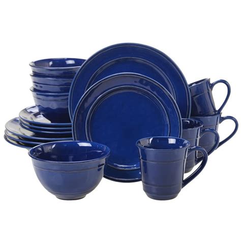 Certified International Orbit 16 Piece Traditional Cobalt Blue Ceramic Dinnerware Set Service
