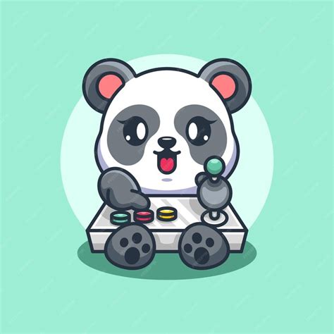Premium Vector Cute Panda Gaming Cartoon Design
