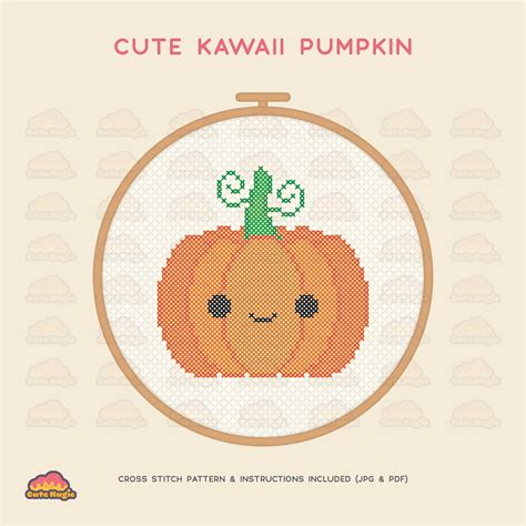 Halloween Pumpkin Cross Stitch Pattern Cute Magic