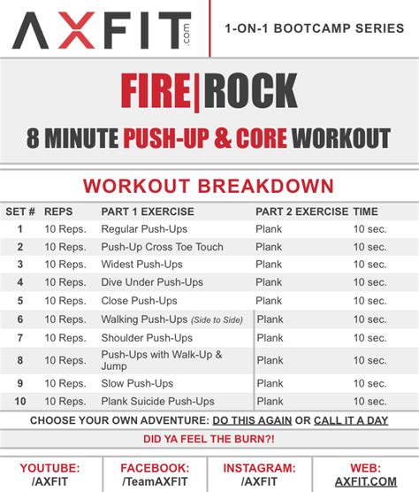 Firerock 8 Minute Push Up And Core Home Bootcamp Workout Axfitcom