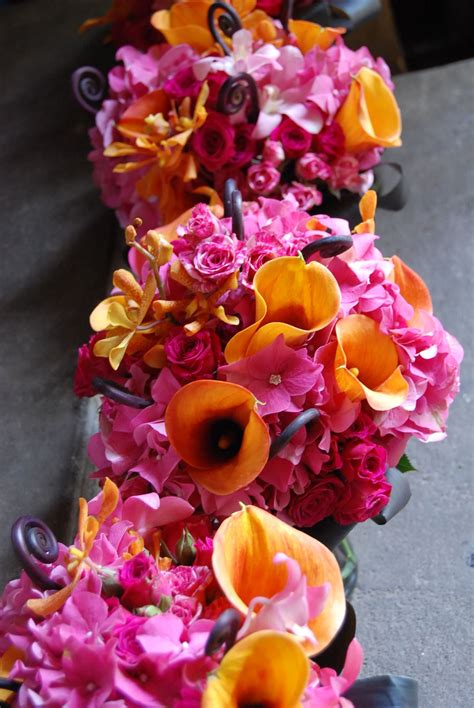 hot pink and orange wedding bouquets pink yellow weddings orange and pink wedding orange