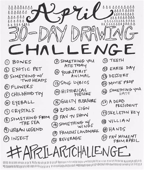April 30 Day Drawing Challenge By Bun Art Challenges 30 Day