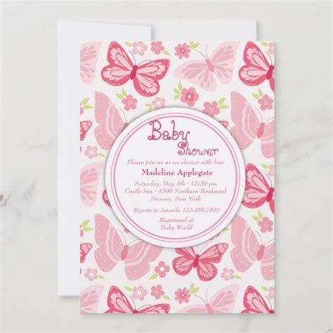 Pink Butterflies Invitation
