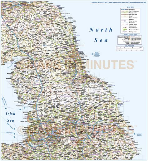 Vector North England County Road And Railways Map Uk Map In