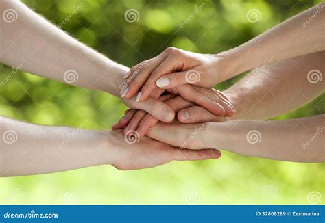 Hands Connected Together Stock Image Image Of Collectively 32808289