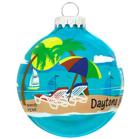 Personalized Beach Scene Glass Ornament