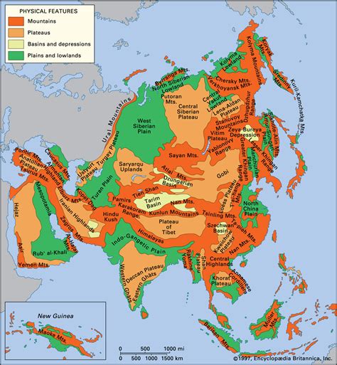 South Asia Landforms Map