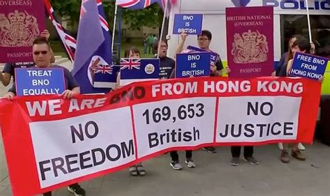 hong kong residents with uk passports protest in westminster world news uk