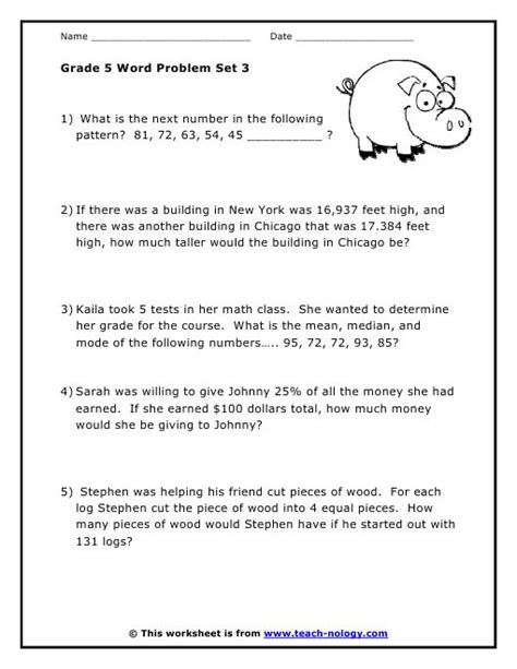 Free Fifth Grade Math Problems Pictures Fifth Grade Math