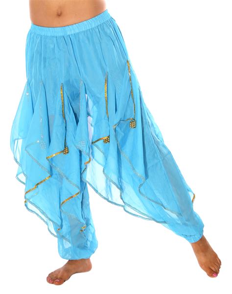 Bollywood Ruffle Belly Dance Harem Pants In Blue Turquoise