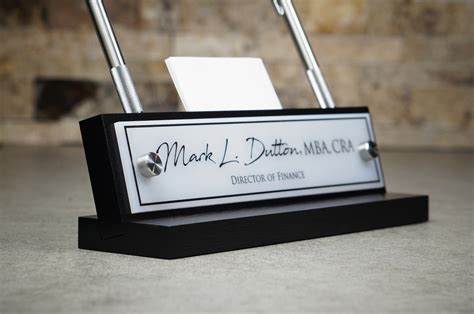 Desk Accessories Desk Name Plate With Pen And Card Holder For Him