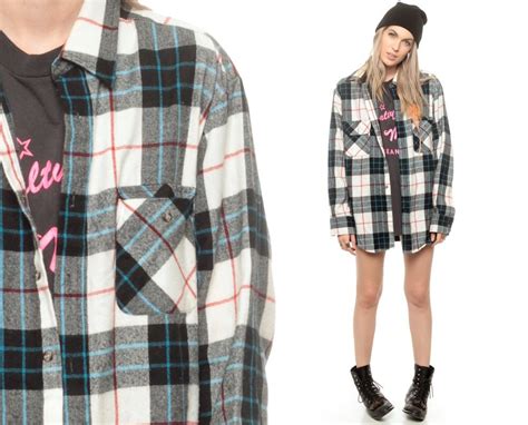 90s Grunge Flannel Shirt Plaid Shirt Button Down By Shopexile