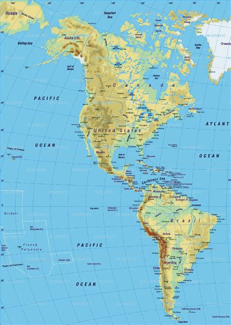 America Physical Map Mapsofnet