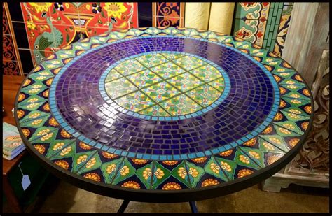 Tile And Glass Mosaic Tables Mosaic Table Mosaic Patio Table Mosaic