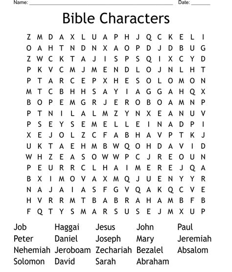 Bible Characters Word Search Wordmint