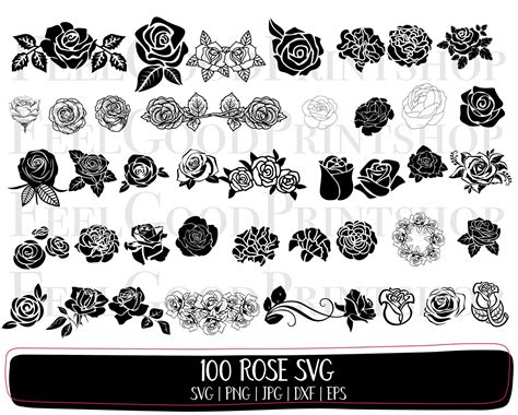 100 Rose Svg Bundle Flower Svg Roses Svg Rose Clipart Etsy Images And