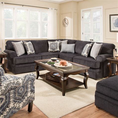 Simmons Upholstery Bellamy Slate Sectional Cheap Living Room Sets