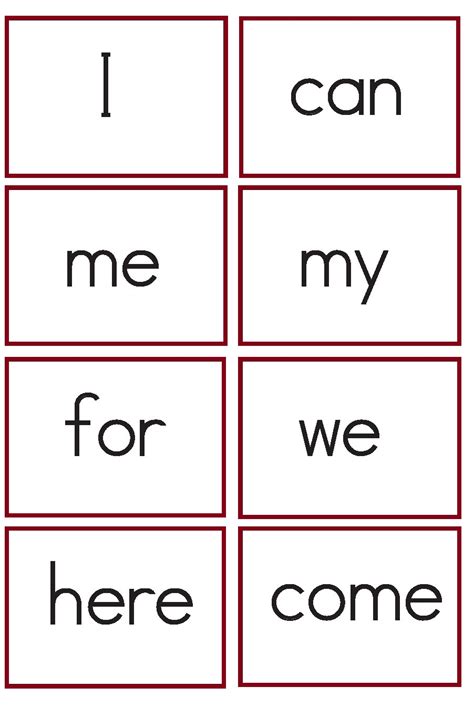 Free Kindergarten Sight Words Flash Cards Printable Printable Templates