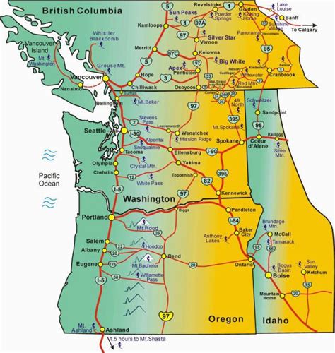 Map Of Washington And Oregon Maping Resources