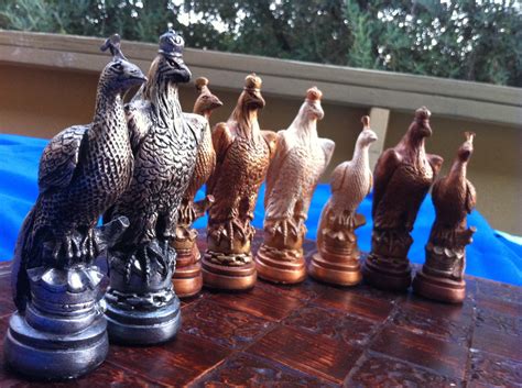 Large Birds Chess Set Customisable Colours Pieces