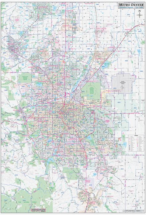 Metro Denver Co Detailed Region Wall Map Wzip Codes 2 Sizes Etsy