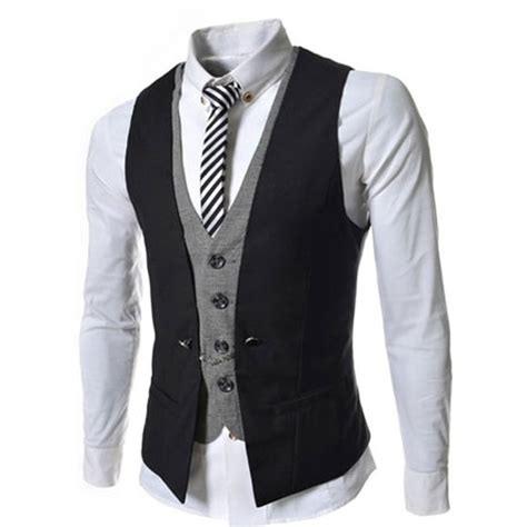 Wear one with shirtsleeves as a standalone item, turn an existing suit into a three piece, or put one together with a blazer and trousers for a natty ensemble. Fashion 2016 Mens Double Breasted Waistcoat Vest Slim Mens ...