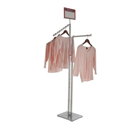 2 Way Clothing Rack With Straight And Slanted Display Arm Chrome