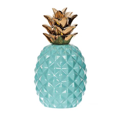 Aqua and Gold Pineapple Figurine | Ceramic pineapple decor, Pineapple room decor, Ceramic pineapple