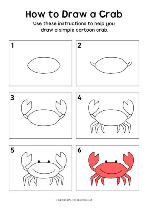 How To Draw A Crab Instructions Sheet Sb12309 Sparklebox Easy