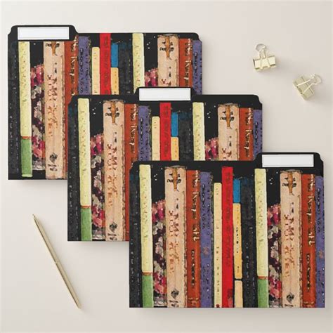 Library Book Shelves Pattern File Folder Set Zazzle