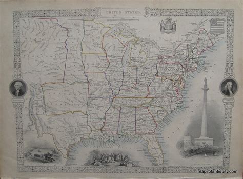 1848 United States Antique Map Maps Of Antiquity
