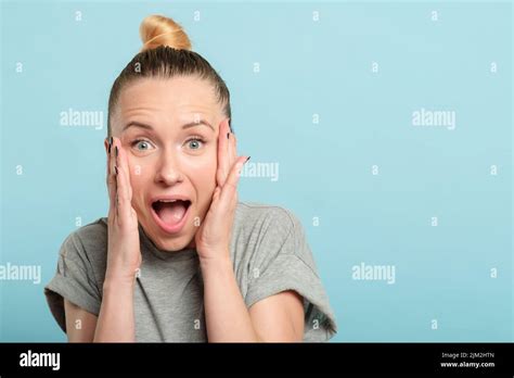 Surprised Shocked Amazed Woman Open Mouth Stock Photo Alamy