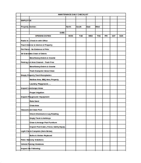 Select download format electrical panel preventive maintenance checklist. Daily Checklist Template - 29+ Free Word, Excel, PDF ...