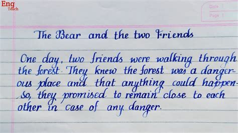 Moral Story The Bear And The Two Friends Story Writing Moral Story