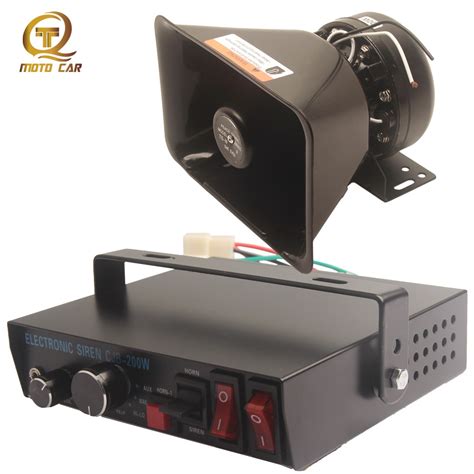 Car Alarm Siren Horn 200w 9 Tone Pa System Mic System Speaker Megaphone