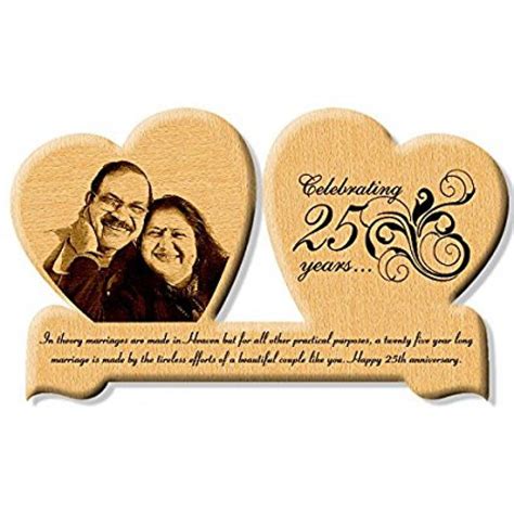 Wooden 25th Wedding Anniversary Gift Wooden Engraved Photo ...