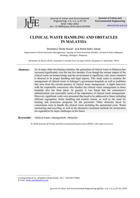 Effective municipal solid waste management system in malaysia. (PDF) Clinical waste handling and obstacles in Malaysia