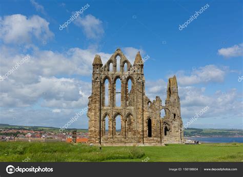 Whitby Abbey North Yorkshire Uk Ruins In Summer On Hillside Over